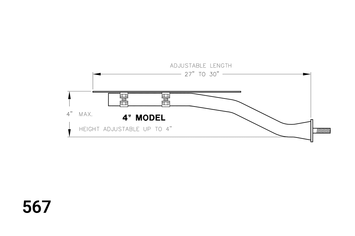 MERRITT 4" E-Z Mount Black Fender Bracket 567