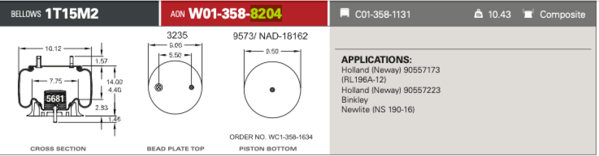 8204 Firestone Air Spring Rolling Lobe