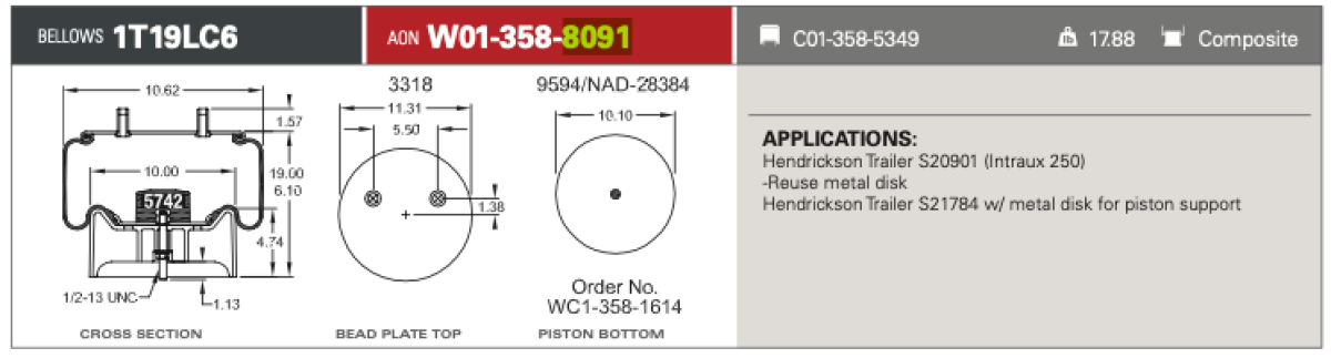 Firestone 8091Air Spring Rolling Lobe