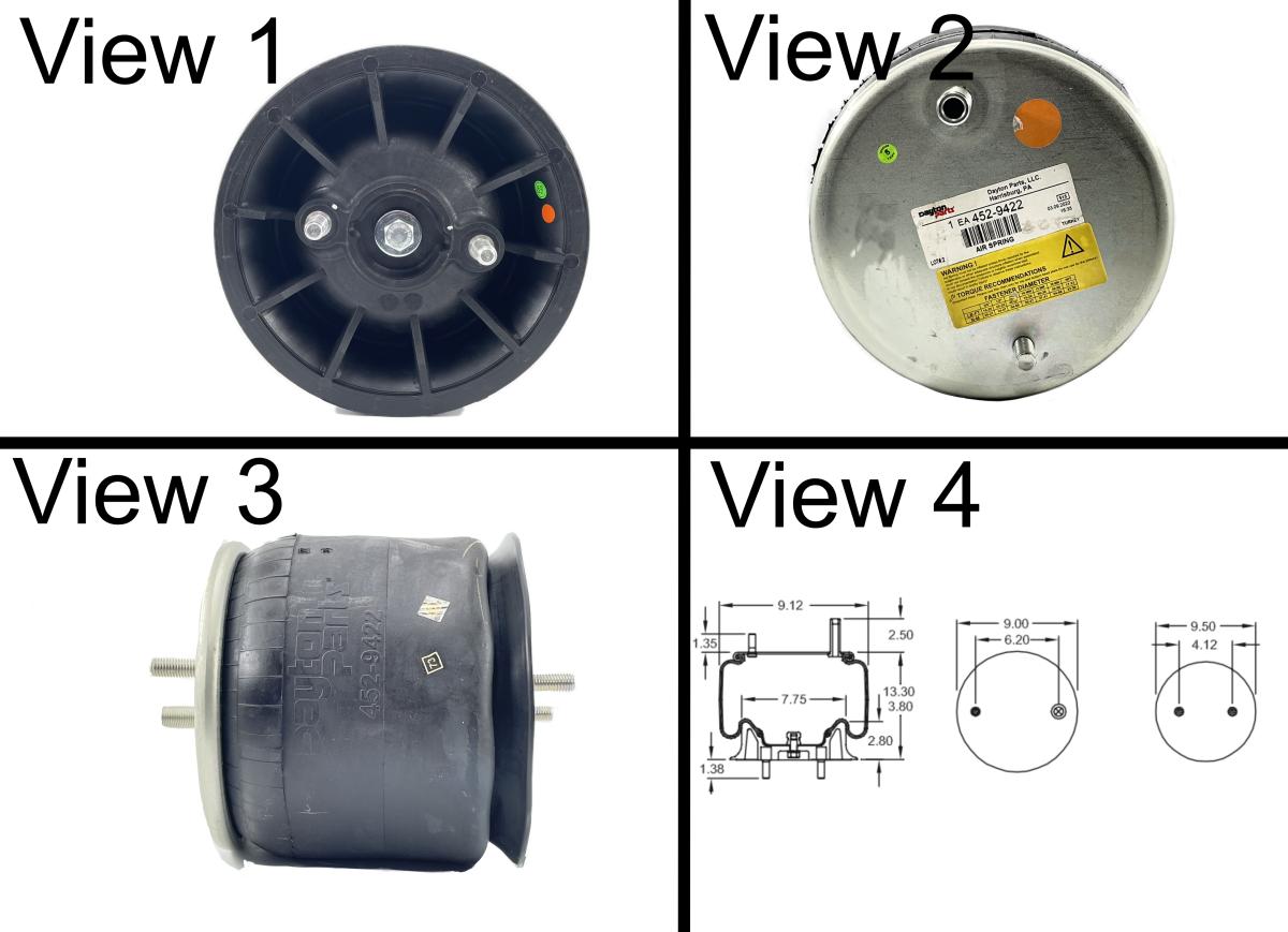 Dayton REPLACES FIRESTONE W01-358-9422 AIR SPRINGS FOR KENWORTH AIRGLIDE AG100