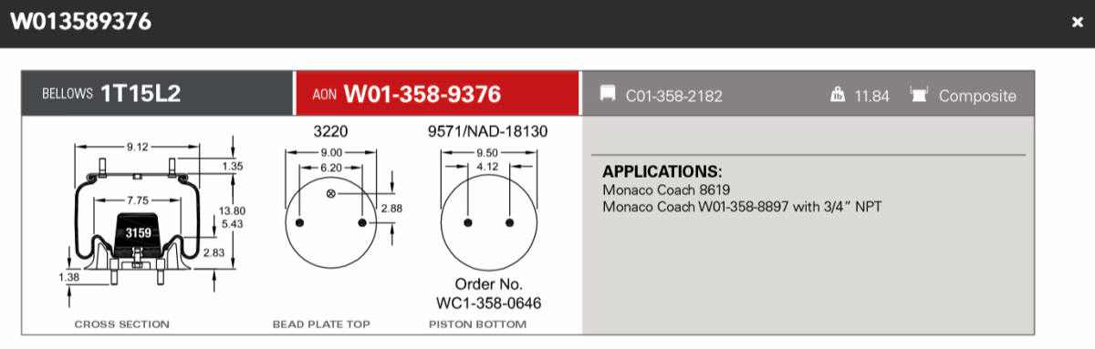 Firestone Airsping 9376 Monaco Coach 8619