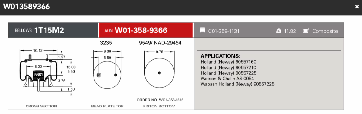 Firestone Airsping for Neway Holland Trailer Watson & Chalin Trailer