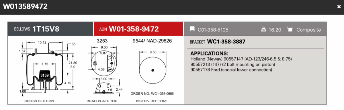 Firestone Airbag 9472 Neway/Holland AD123-246-369