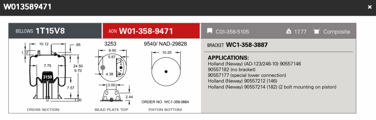 Firestone Airbag 9471 for Neway Holland AD123-246-369?.