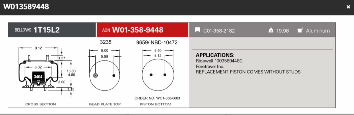 Firestone Airspring 9448 for Ridewell