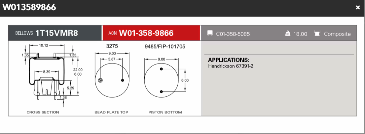 Firestone Airspring 9866  Hendrickson 67391-2