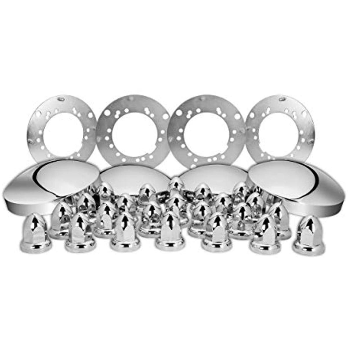 Trux Accessories THUB-C5 Wheel Accessories - Kit - Chrome Metal Hubcap Kit for