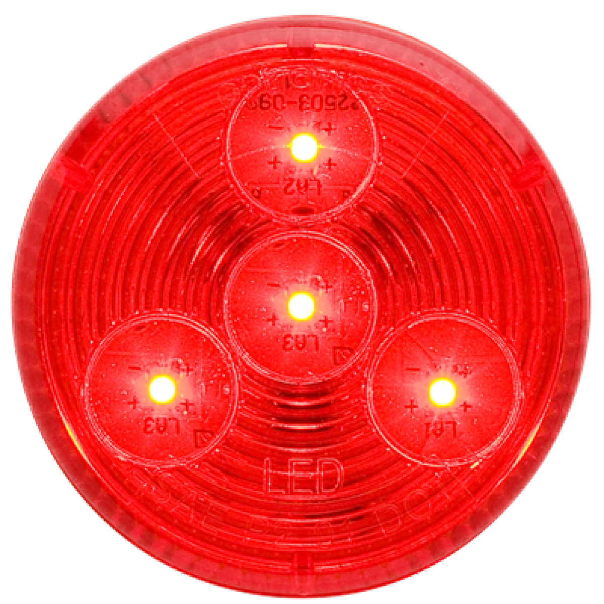 Red 2" marker/clearance light, grommet mount, 12-24V