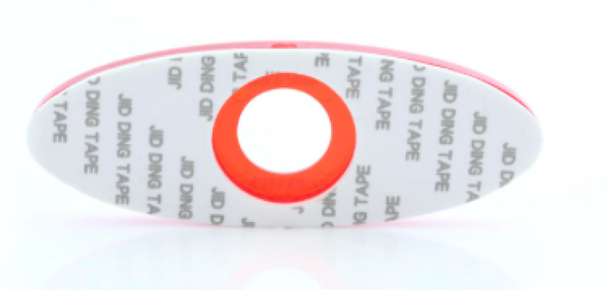 Red oval reflector for 3/4” lights, self adhesive