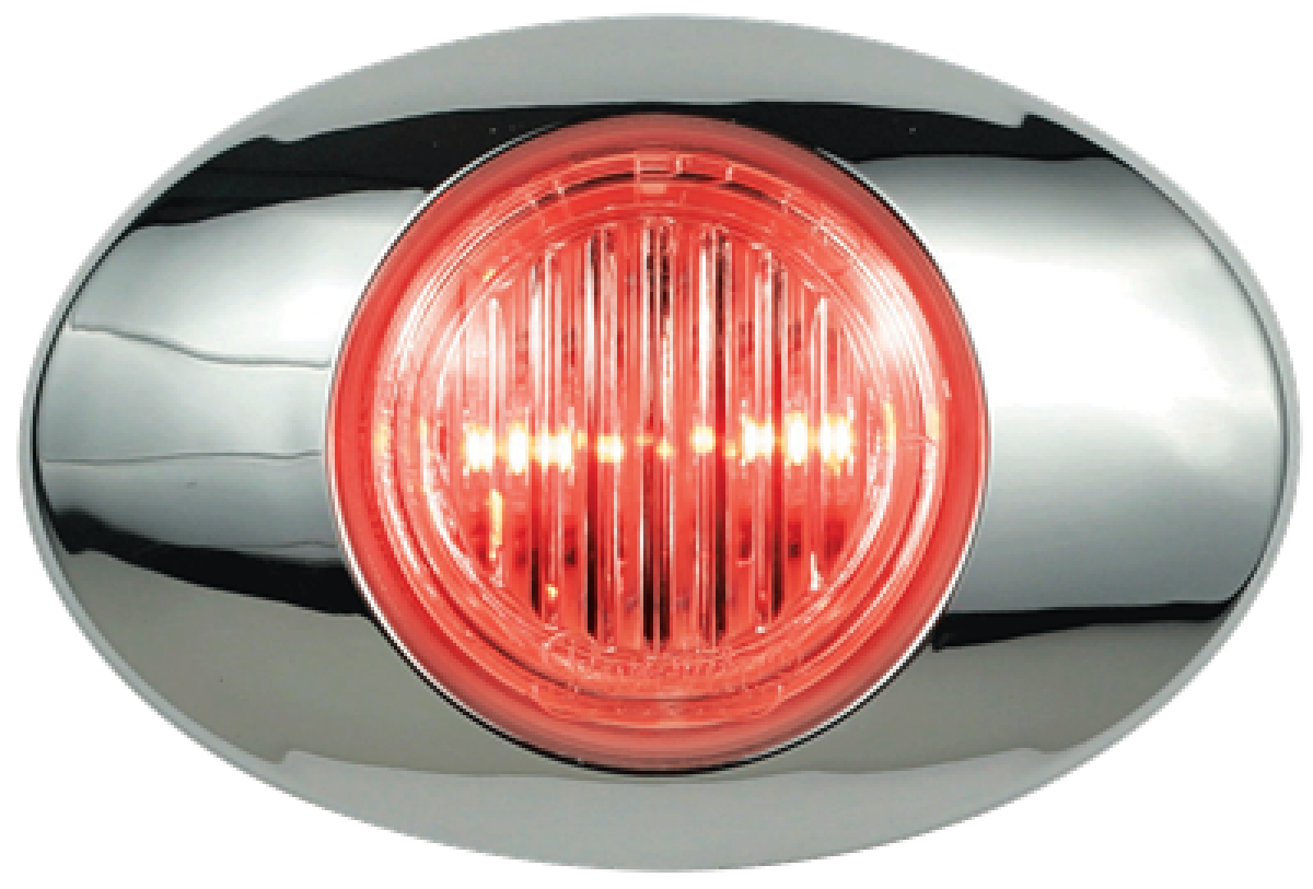 2-LED clear lens red marker/clearance light with bezel, .180 male bullets