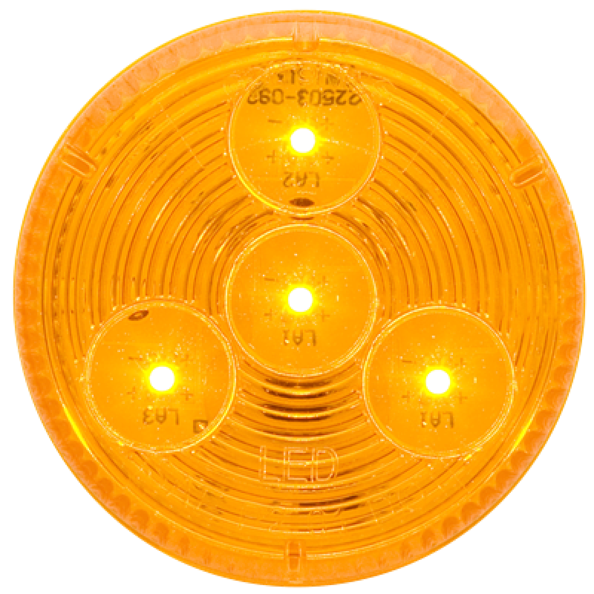 Yellow 2" marker/clearance light, grommet mount, 12-24V