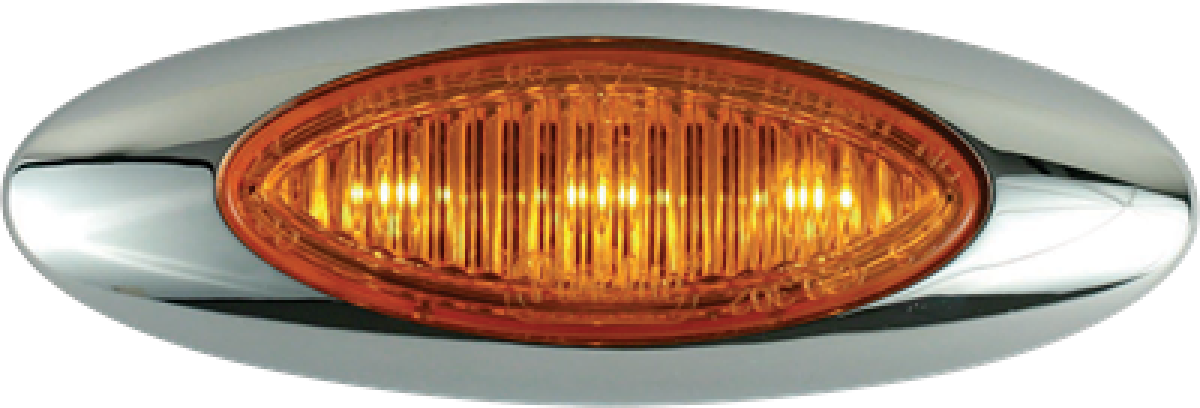 3-LED yellow marker/clearance light with bezel, .180 male bullets