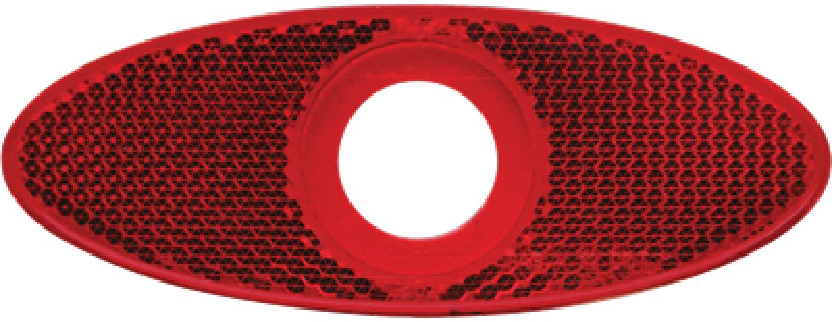 Red oval reflector for 3/4” lights, self adhesive