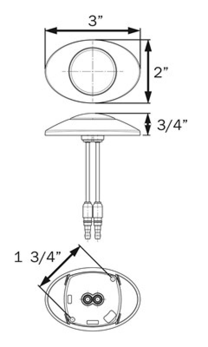 2-LED red marker/clearance light with bezel, .180 male bullets