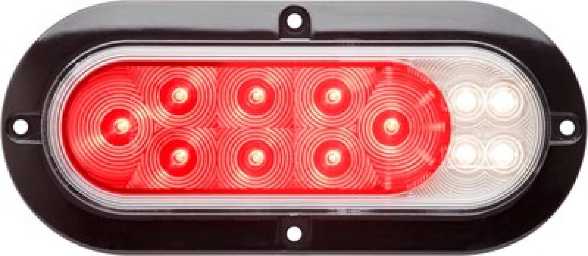 Fusion 16-LED 6-in. stop/turn/tail/back-up light, red and clear lens, red and white LEDs, surface flange mount, hard wired