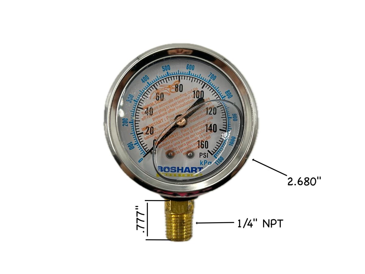 Automann 170.1053 – 2.5″ Glycerin-Filled Pressure Gauge 0–160 PSI