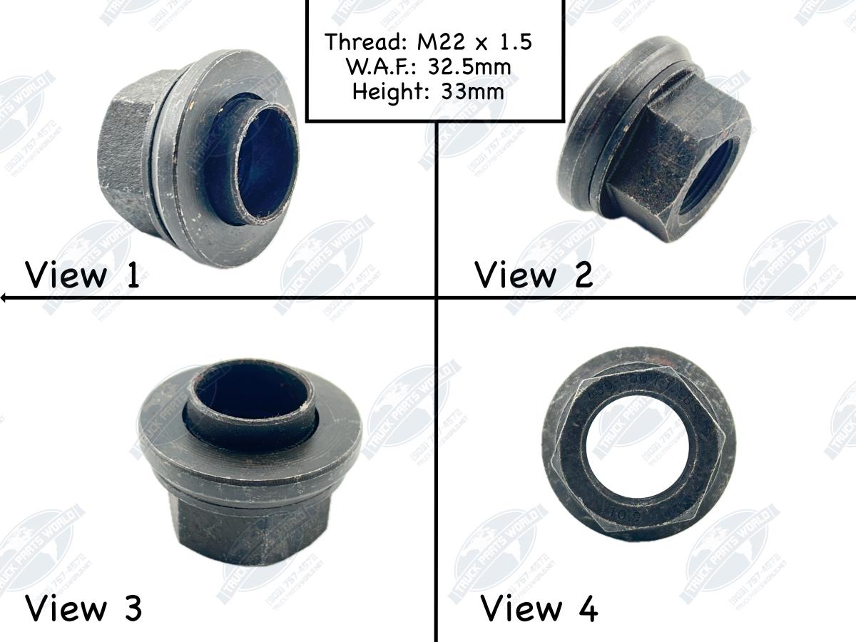 Automann M4214 Metric Sleeved Flange Nut - M22x1.5, 33mm Hex, 6mm Sleeve