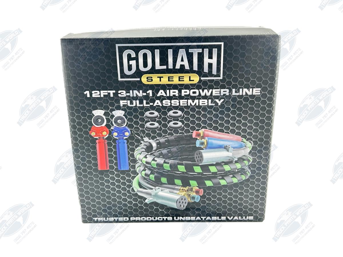 Kogler Goliath Steel 12ft Power Line Bundle - Heavy Duty Air Brake Hose Assembly with Durable Fittings for Commercial Fleet Trucks Trailers and Professional Maintenance Applications