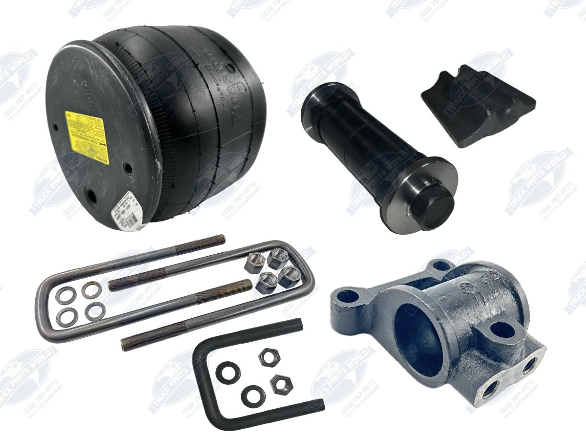 Peterbilt Air Leaf Suspension Repair Bundle - Firestone 9069 Air Bag, Top Plates & U-Bolts