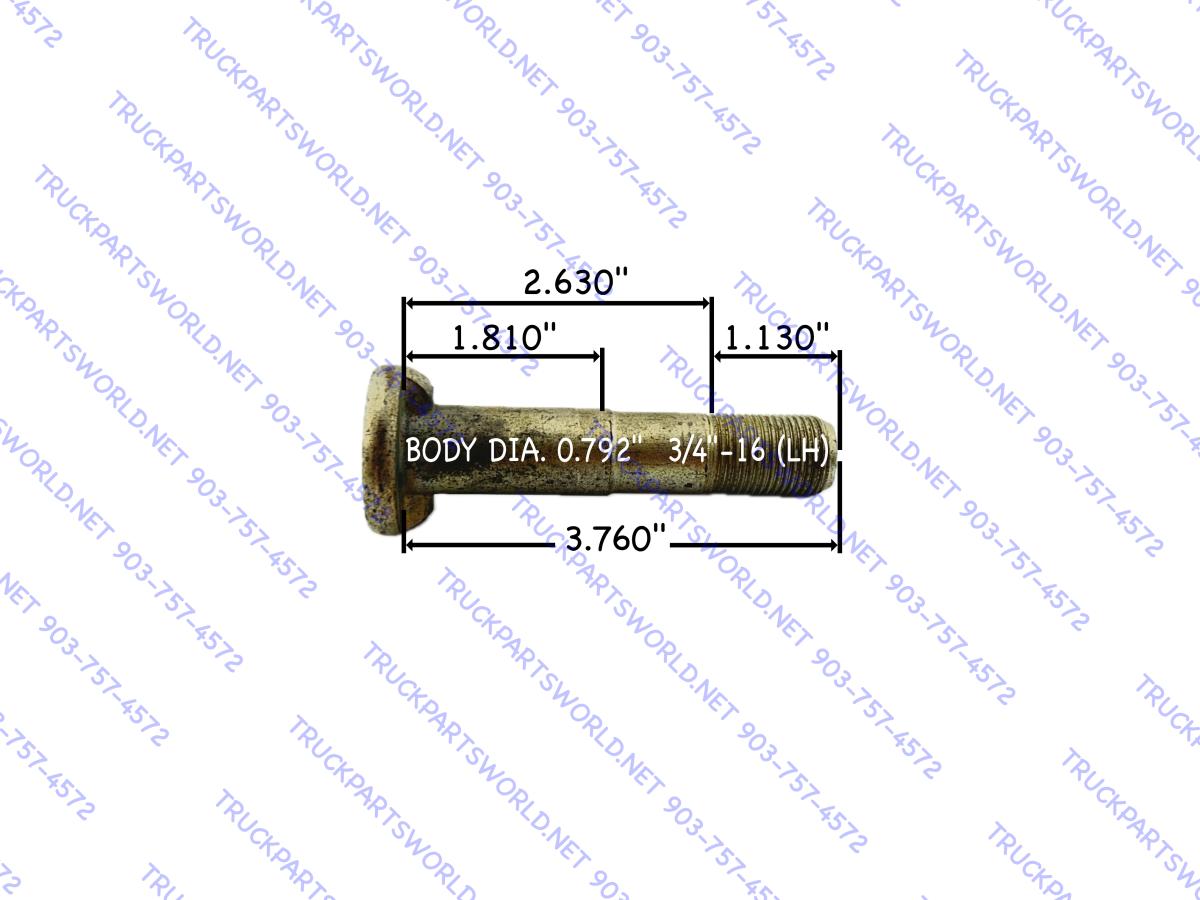 Dayton Parts 13-2320L: Wedge Head Wheel Lug Stud (Left-Hand Thread)