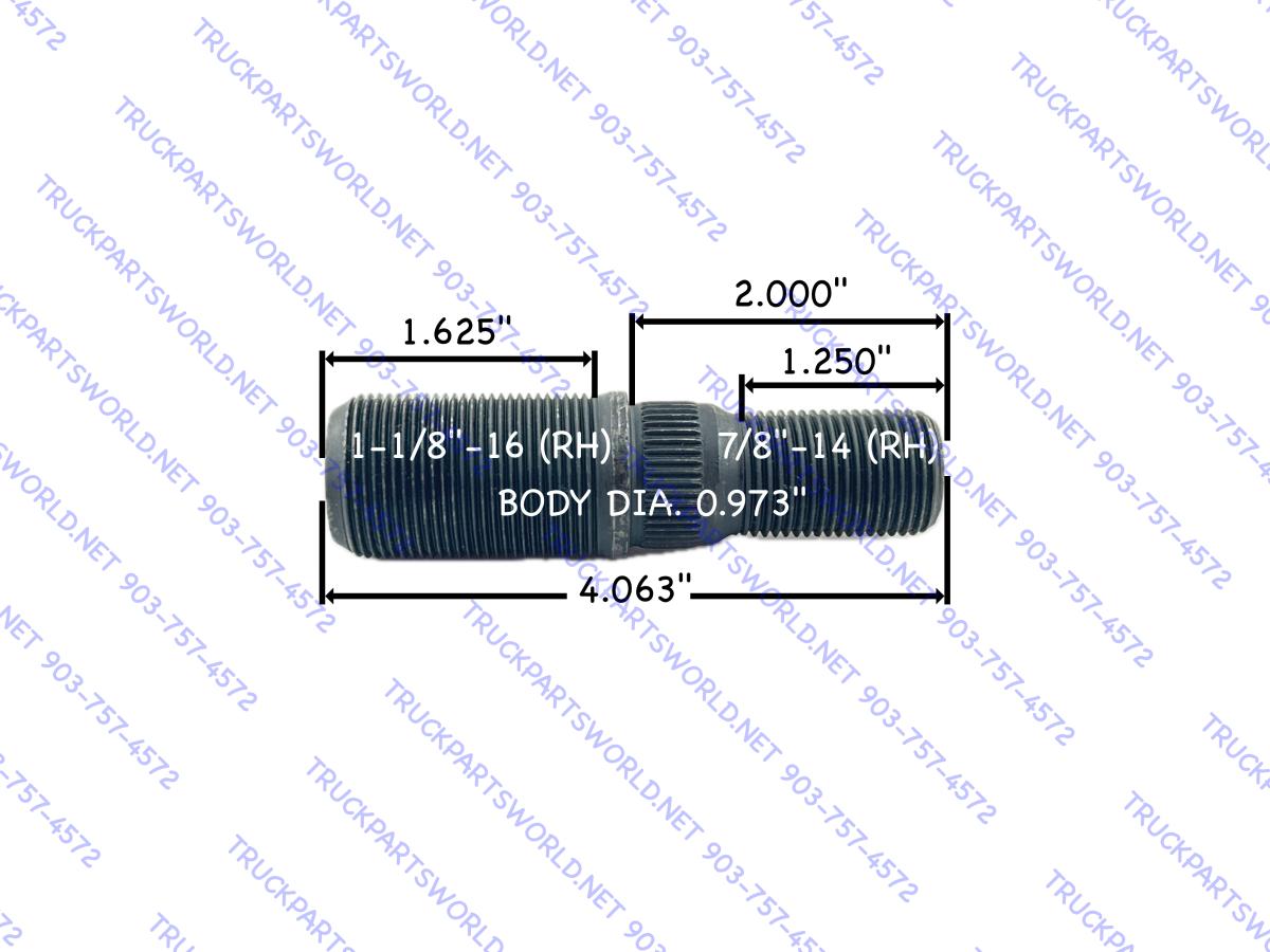 Dayton Parts 13-2401R: Heavy-Duty Double Ended Wheel Stud (Right-Hand Thread)