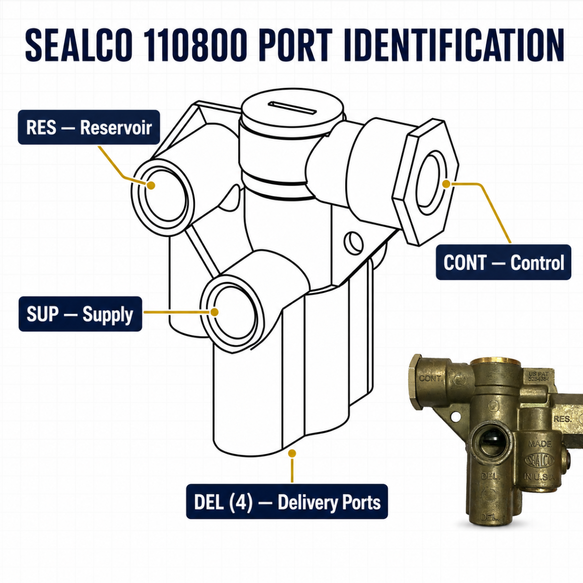 Sealco 110800 Spring Brake Control Valve with Spring Brake Priority