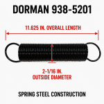 DORMAN 938-5201 Hood Spring for Freightliner FLD FLC Classic NEW