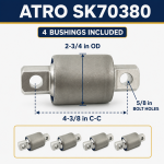ATRO SK70380 Torque Rod Bushing Kit – 4-Pack, 2-3/4″ OD, 4-3/8″ C-C