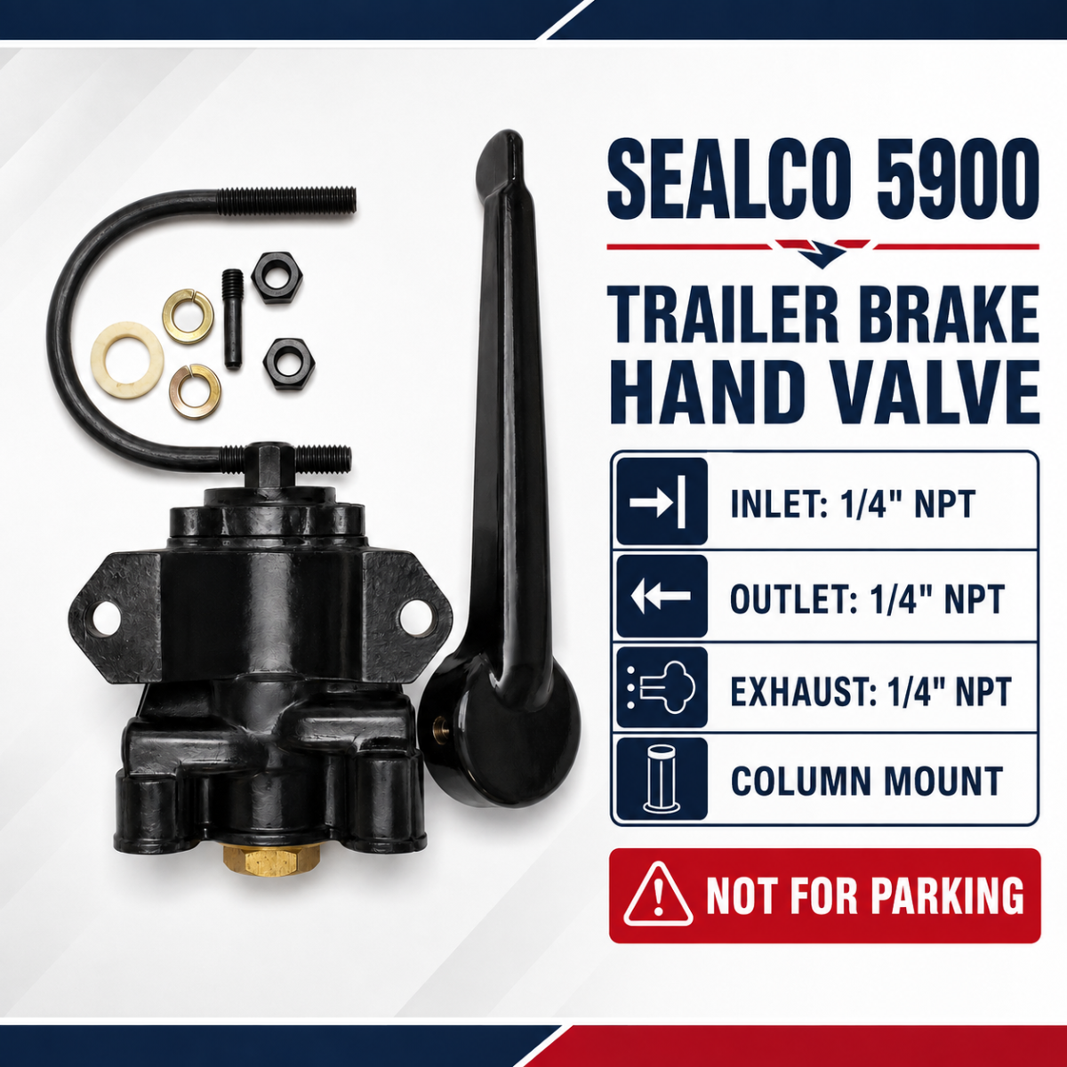 Sealco 5900 Trailer Brake Hand Control Valve with Handle & Mounting Kit