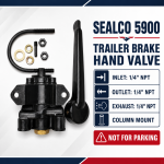 Sealco 5900 Trailer Brake Hand Control Valve with Handle & Mounting Kit