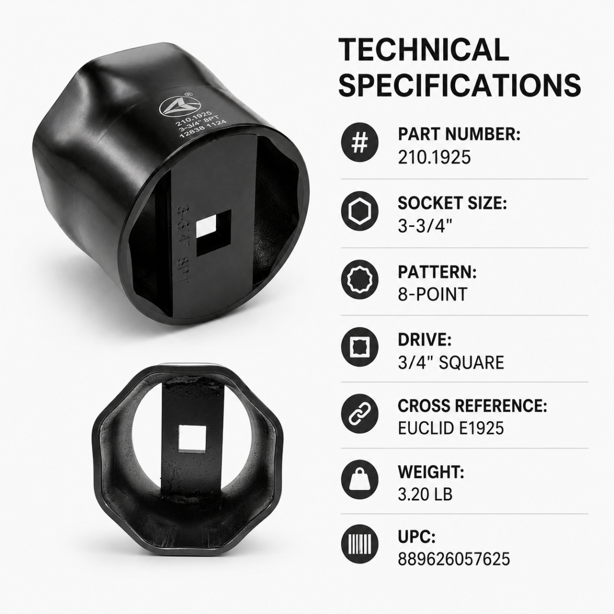 Automann 210.1925 Wheel Bearing Locknut Socket – 3-3/4" 8-Point