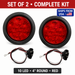 Optronics STL43RB Red 10 LED 4” Round Stop Turn Tail Light Kit – Set of 2