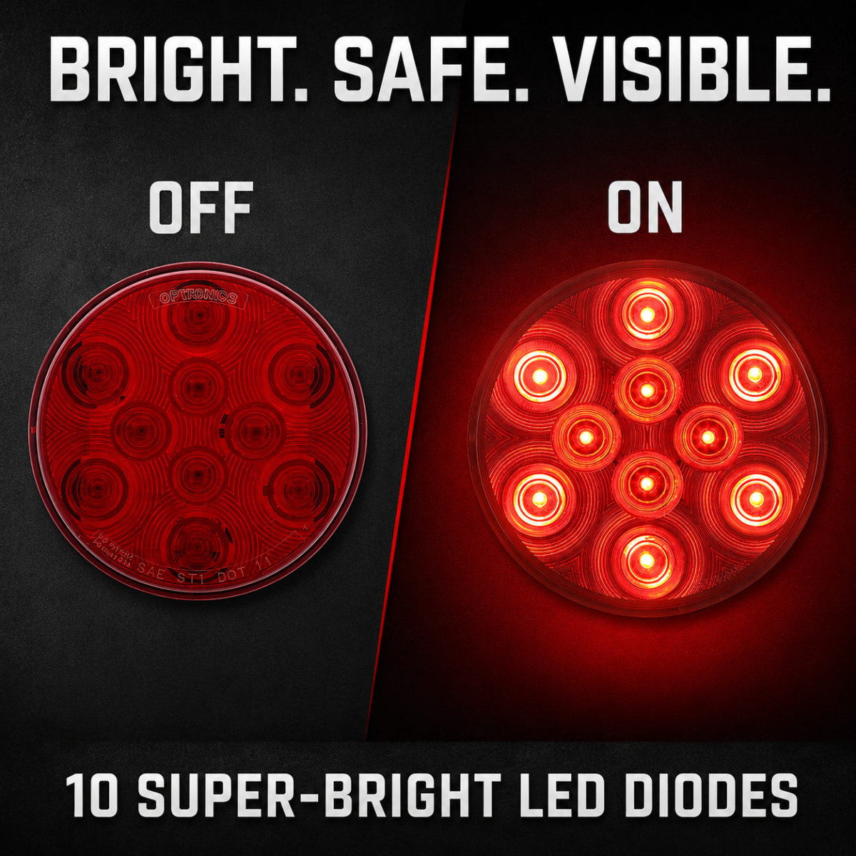 Optronics STL43RB Red 10 LED 4” Round Stop Turn Tail Light Kit – Set of 2