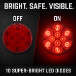 Optronics STL43RB Red 10 LED 4” Round Stop Turn Tail Light Kit – Set of 2