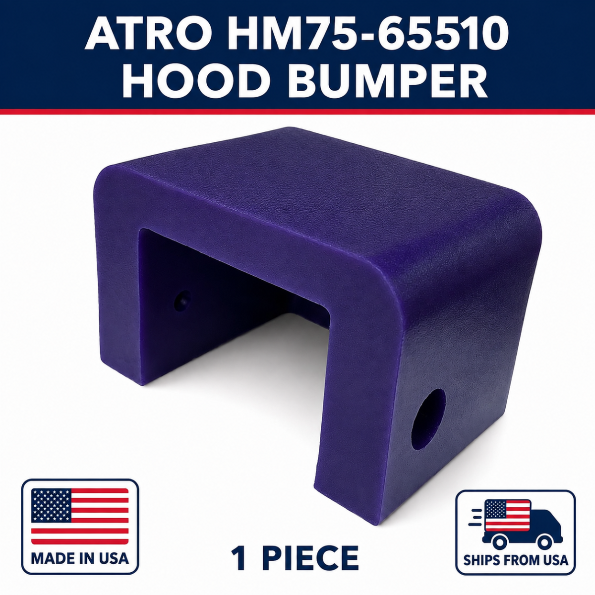 ATRO HM75-65510 Hood Bumper | Peterbilt 379 385 357 330 | Replaces 13-03510