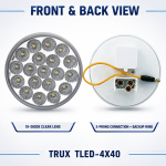 4" DUAL REVOLUTION RED STOP, TURN & TAIL TO WHITE BACK UP LED LIGHT WITH LOCK CONNECTOR