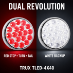 4" DUAL REVOLUTION RED STOP, TURN & TAIL TO WHITE BACK UP LED LIGHT WITH LOCK CONNECTOR
