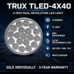 4" DUAL REVOLUTION RED STOP, TURN & TAIL TO WHITE BACK UP LED LIGHT WITH LOCK CONNECTOR