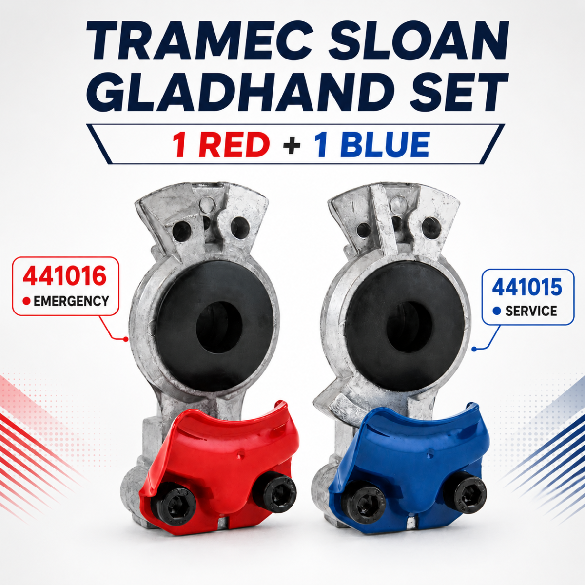 Tramec Sloan 441015 & 441016 Aluminum Gladhand Set – Red Emergency & Blue Service