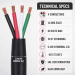 Phillips 3-192 14/4 Trailer Cable – 14 Gauge 4-Conductor Wire Sold by the Foot