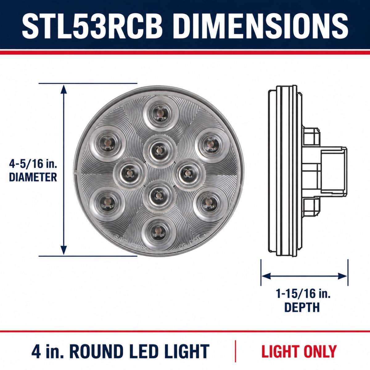Optronics STL53RCB 4-Inch Clear Lens Red 10-LED Stop Turn Tail Light