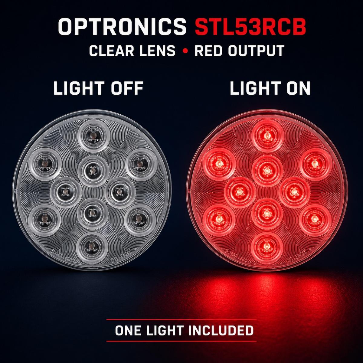 Optronics STL53RCB 4-Inch Clear Lens Red 10-LED Stop Turn Tail Light
