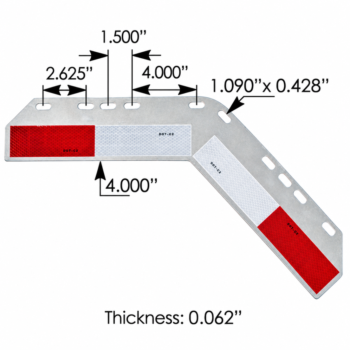 Automann 562.444 Aluminum Conspicuity Plate - 45 Degree