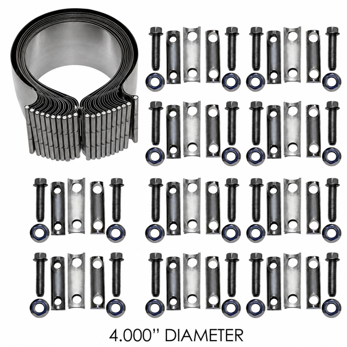 Automann 562.U3104SSBK Preformed Stainless Exhaust Clamps – Box of 10, 4 Inches
