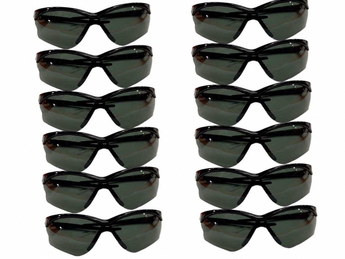 12 PAIR 3000356 JACKSON SAFETY NEMESIS SAFETY GLASSES BLACK FRAMES SMOKE LENSES