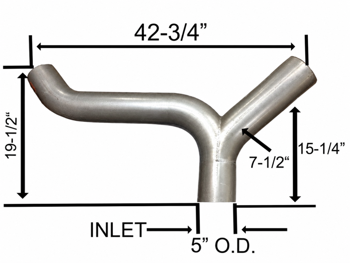 Kenworth 5" Aluminized Y Divider Splitter Pipe for W900B W900L T600 T800 07-8-657-220