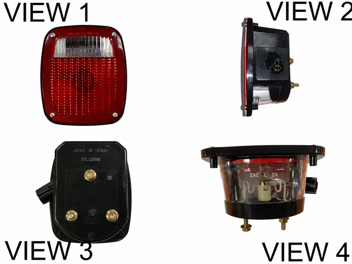 Ford Replacement Stop, Tail, Turn Box Lamp w/ License Light Window, Grote 53792