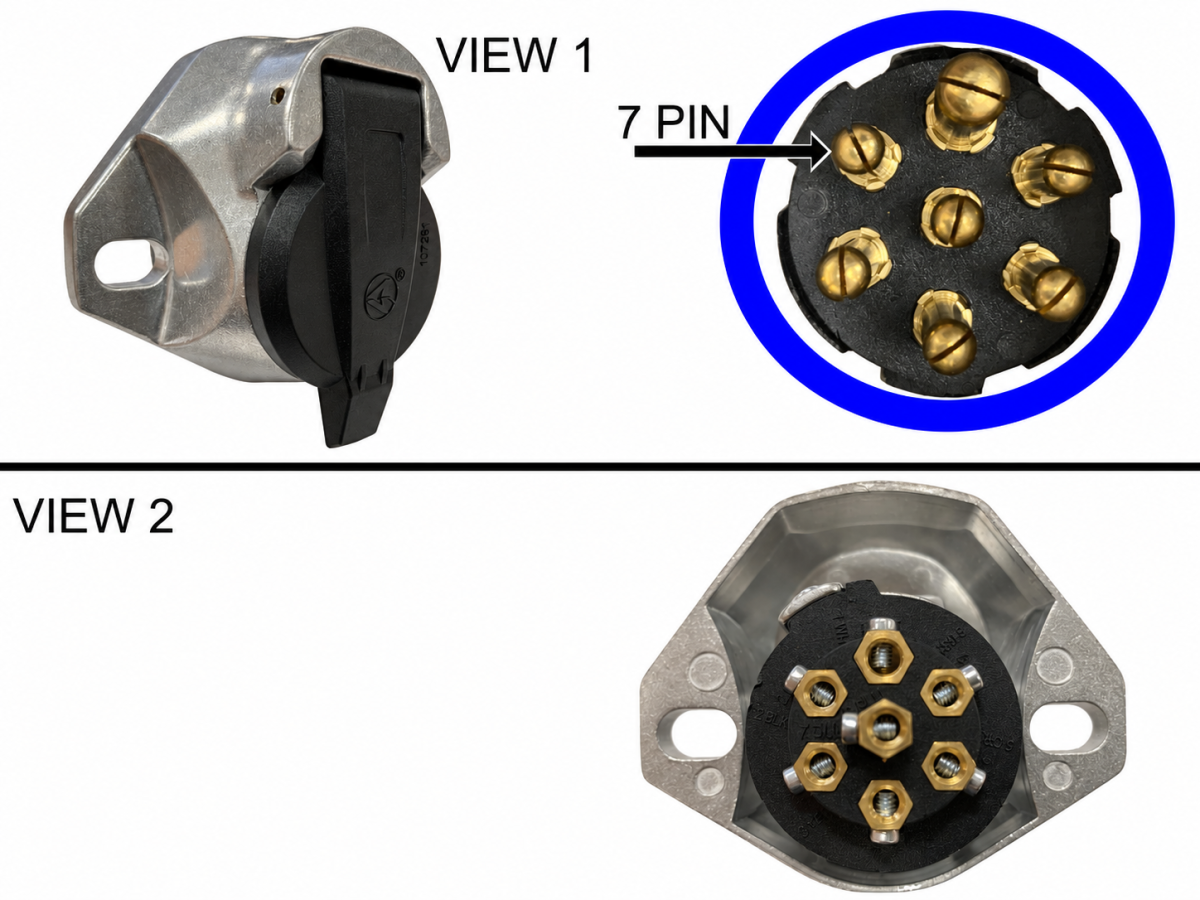 7 Way Socket Semi Trailer Truck Light Connector Round Split Pin Receptacle