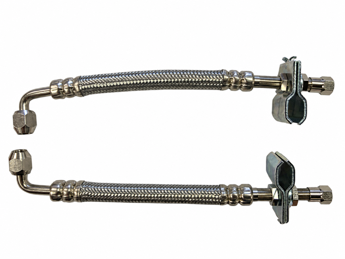 2 STEEL DUAL WHEEL VALVE STEM EXTENDER EXTENSION 7IN STAINLESS STEEL 90? HOSES