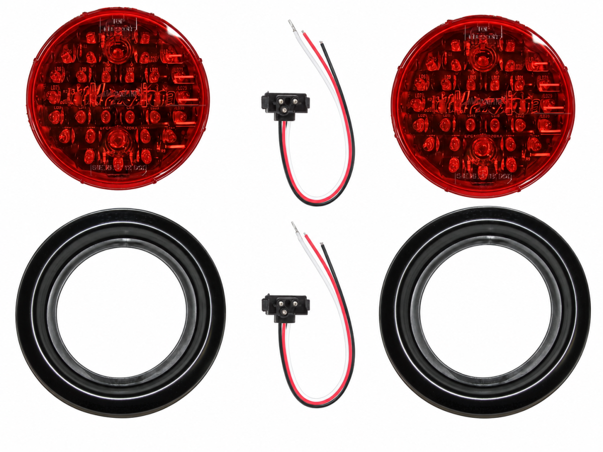 2X Maxxima Red 4" Round Stop Turn Tail Park Light 32 LED STT M42320R KITS